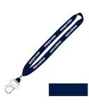 Cotton Lanyard with Metal Crimp & Metal Bottle Opener 3/4" - Navy Blue