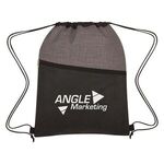 Crosshatch Two-Tone Non-Woven Drawstring Bag -  