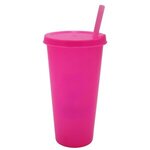 Custom Imprinted 26 oz. Tumbler with Lid and Straw - Neon Pink