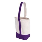 Custom Imprinted Deux Wine Bottle Tote Bag - Natural With Purple