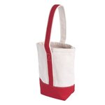 Custom Imprinted Deux Wine Bottle Tote Bag - Natural with Red