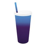 Custom Imprinted Mood 26 oz. Tumbler w/ Lid and Straw Full Color - Blue to Purple