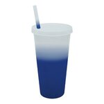 Custom Imprinted Mood 26 oz. Tumbler w/ Lid and Straw Full Color - Frosted to Blue