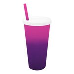 Custom Imprinted Mood 26 oz. Tumbler w/ Lid and Straw Full Color - Pink to Purple