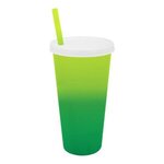 Custom Imprinted Mood 26 oz. Tumbler w/ Lid and Straw Full Color - Yellow To Green