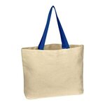 Custom Imprinted Natural Cotton Canvas Tote Bag Full Color - White-blue