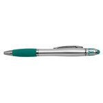 Custom Imprinted Ribbon Spin Top Pen with Stylus Full Color - Teal