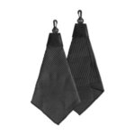 Custom Imprinted Tri-Fold Waffle Towel with Clip - Black