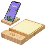 Custom Printed FSC Bamboo Sticky Note Dispenser w/ Phone Holder -  