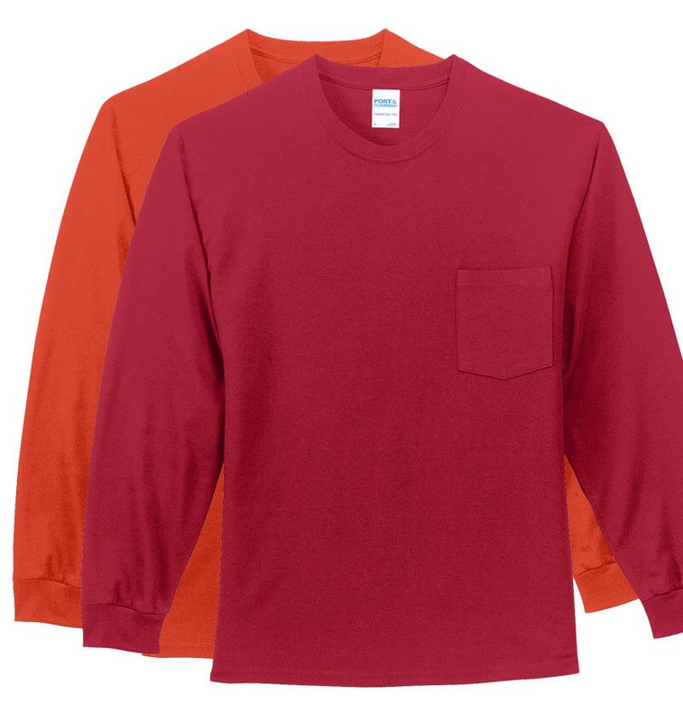 Main Product Image for Custom T Shirt Design Long Sleeve Pocket Port & Co