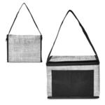 Denim Pattern Non-Woven 6 Pack Lunch Bag - Black