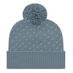 Diagonal Dash Knit Cap with Ribbed Cuff - Slate Blue