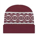 Diamond Pattern Knit Cap with Cuff -  