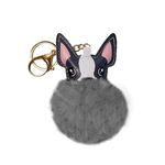 Dog Super Plush Keyring - White-gray-pink