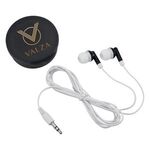 Earbuds In Round Plastic Case - Black