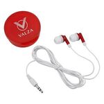 Earbuds In Round Plastic Case -  