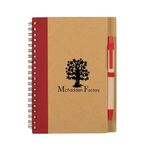 Eco-Inspired Spiral Notebook & Pen - Natural Red