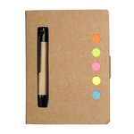 Eco Stowaway Sticky Jotter With Pen - Natural