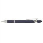 Ellipse Softy w/Stylus - Laser Engraved - Metal Pen - Navy Blue-silver