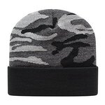 Embroidered Urban Camo Knit Cap with Cuff - Urban Camo-black