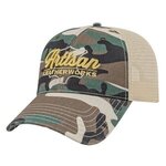 Embroidered Woodland Camo with Soft Mesh Back Cap -  