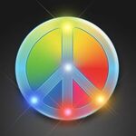 Flashing Rainbow Peace Sign Blinkies on Lanyards -  