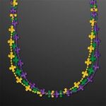 Fleur de Lis Beads for Mardi Gras with White Medallion -