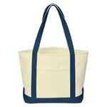 Full Color Cotton Canvas Tote Bag - White-navy Blue