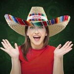 Buy Custom Printed Giant Natural Straw Sombrero with Serape Trim