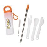 Griffith 3-in-1 Metal Straw, Cutlery Set & Bottle Opener - Orange