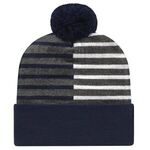 In Stock Half Color Knit Cap with Cuff - True Navy-white