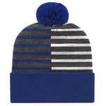 In Stock Half Color Knit Cap with Cuff - True Royal-white