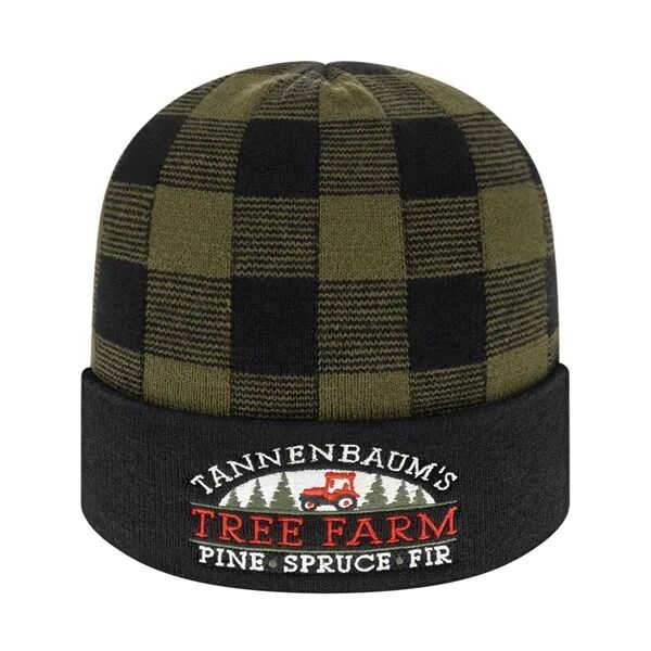 Main Product Image for Custom Embroidered Plaid Knit Cap with Cuff