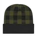 In Stock Plaid Knit Cap with Cuff -  