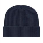 In Stock Ribbed Knit Cap with Cuff - True Navy Blue