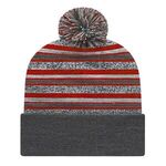 In Stock Striped Knit Cap with Cuff - True Red