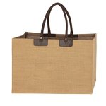 Jumbo Jute Tote Bag - Natural With Brown