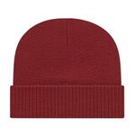 Knit Cap with Ribbed Cuff - Light Maroon Red