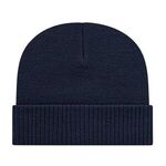 Knit Cap with Ribbed Cuff - Navy Blue