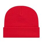 Knit Cap with Ribbed Cuff - Red