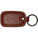 Leather Rectangle Keyring - Leather