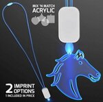 LED Neon Lanyard with Acrylic Horse Pendant - Blue -  