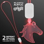 LED Neon Lanyard with Acrylic Horse Pendant - Red -  