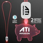 LED Neon Lanyard with Acrylic Pig Pendant - Red -  