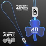 LED Neon Lanyard with Acrylic Shamrock Pendant - Blue -  