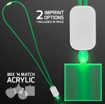 LED Neon Lanyard with Acrylic Square Pendant - Green -  