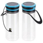 Light-Up 20 oz Tritan Bottle & Solar Lantern - Medium Blue