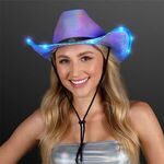 Light Up Iridescent Cowgirl Hat with Black Band -  