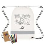 LIL' BIT REFLECTIVE NON-WOVEN COLORING DRAWSTRING BAG