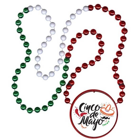 Main Product Image for Mardi Gras Beads With Inline Medallion (Red, White & Green)